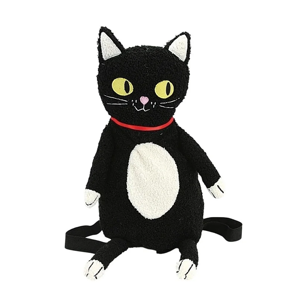 Spookyville Critters‎ Plush Furry Black Cat Backpack Adjustable Straps